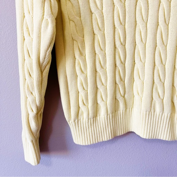 Aritzia Tna Clay Cable Knit V-neck Sweater Butter Yellow Size Small Oversized - Picture 7 of 12